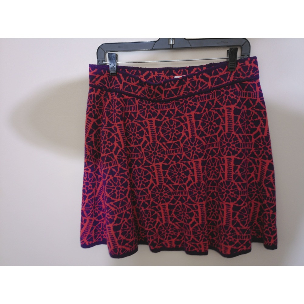 Krimson Klover Knit Skirt Women L Purple Orange Geometric Merino Wool Silk 1707